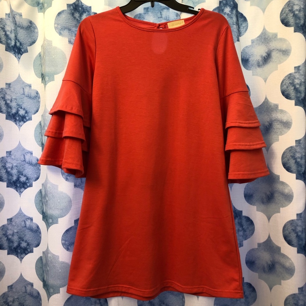 NWOT Simply Southern A line casual dress with 3/4 ruffle sleeves size small